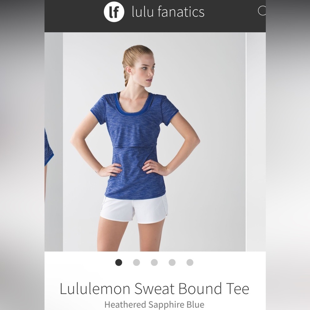Lululemon Sweat Bound Short Sleeve Tee, Heathered Sapphire Blue, Size 8, EUC